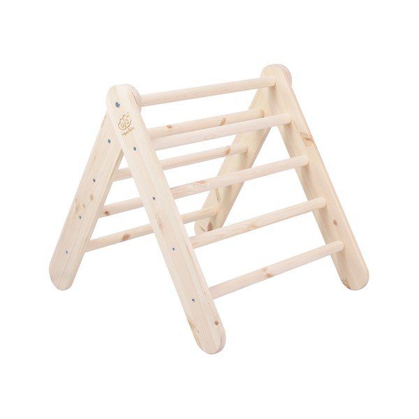 Piklerjev trikotnik iz masivnega bora v naravni barvi 60x60x60 cm Montessori – Meowbaby