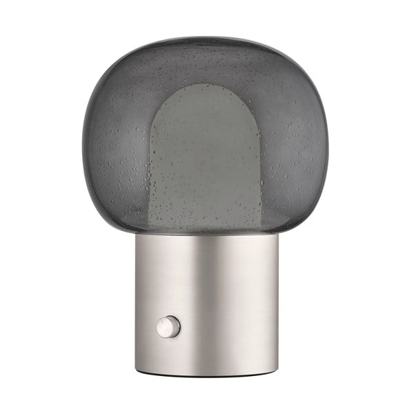 Aluminijasta LED namizna svetilka v srebrni barvi s steklenim senčilom (višina 32 cm) Iris – Blomus