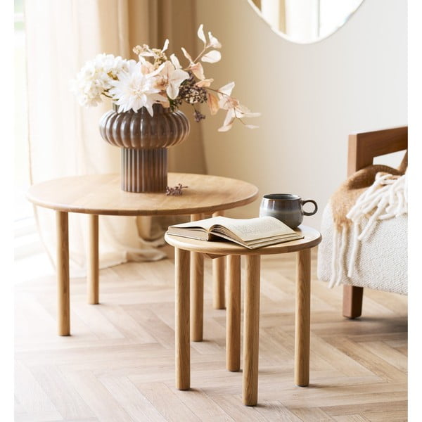 Okrogla stranska mizica iz masivnega hrasta ø 40 cm Jena – House Nordic-image-2