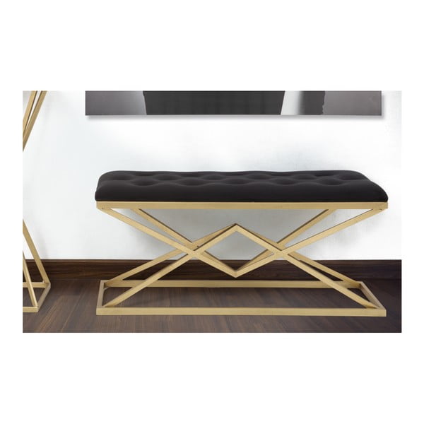 Sedežna klop v črni in zlati barvi Mauro Ferretti Piramid, 100 x 40 cm-image-2