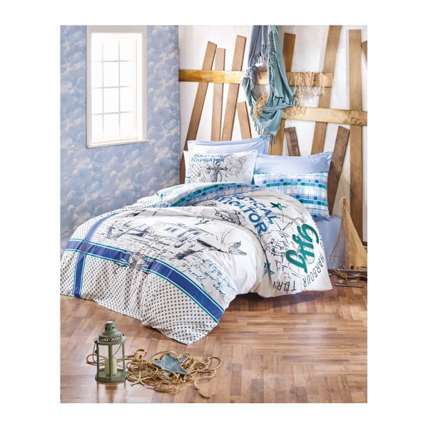 Materro Kerso bombažno posteljno perilo za eno osebo z rjuho, 160 x 220 cm