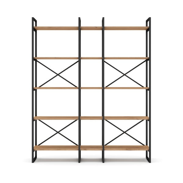 Črn/naravni regal v hrastovem dekorju 144x175 cm Dusan – Marckeric