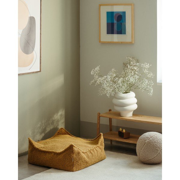 Rjava otroška vreča za sedenje iz tkanine bouclé Square – Wigiwama-image-1