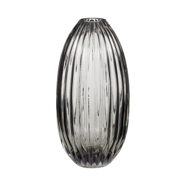 Siva steklena vaza Hübsch Smoked, višina 30 cm