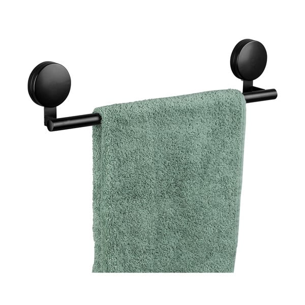 Črno stensko držalo za brisače Wenko Static-Loc® Pavia, širine 40 cm-image-1