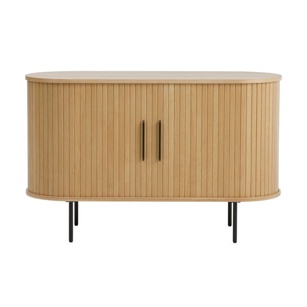 Komoda v hrastovem dekorju z drsnimi vrati v naravni barvi 120x76x45 cm Nola – Unique Furniture