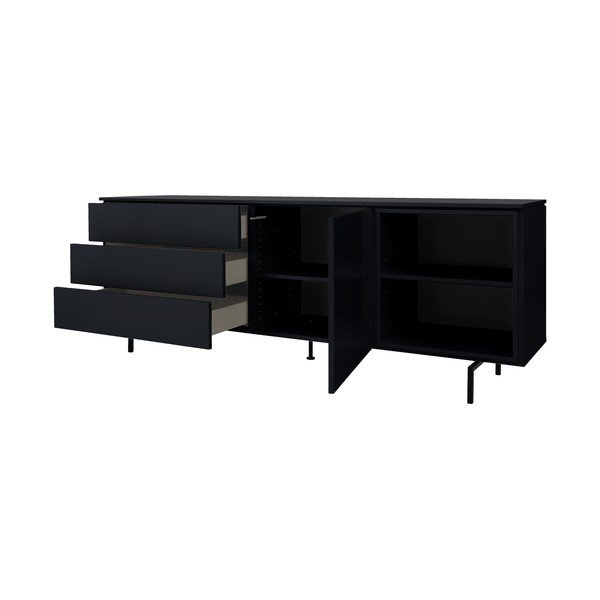 Črna nizka komoda 210x76 cm Plain – Tenzo-image-3