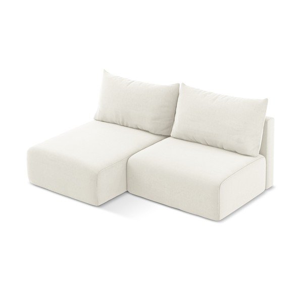 Kremno bela žametna raztegljiva/s prostorom za shranjevanje kotna sedežna garnitura (levi kot/z ležalnikom) Kalena – Makamii-image-3