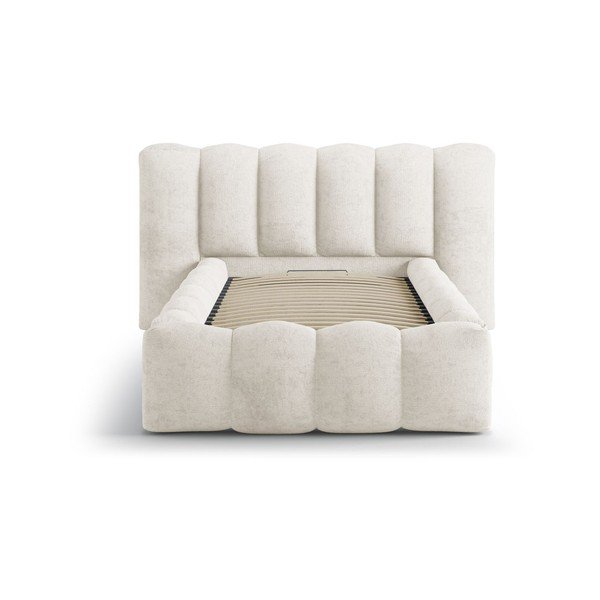 Bež oblazinjena postelja s prostorom za shranjevanje in z letvenim dnom 90x200 cm Lupine – Micadoni -image-3