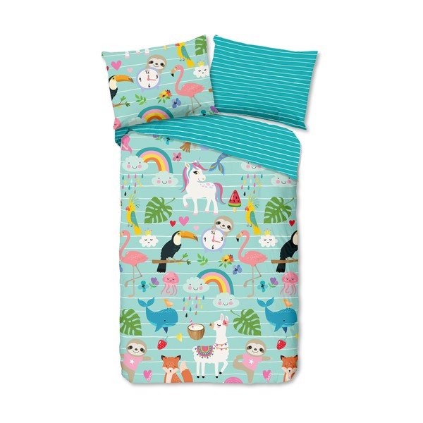 Modra enojna bombažna otroška posteljnina 140x200 cm Festen – Good Morning