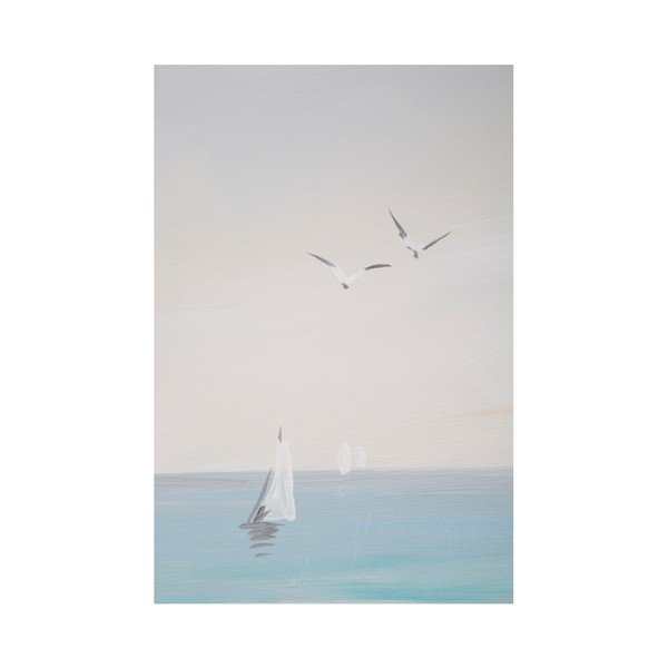 Ročno poslikana slika v okvirju iz borovega lesa Mauro Ferretti Beach Lifebuoy, 30 x 90 cm-image-4