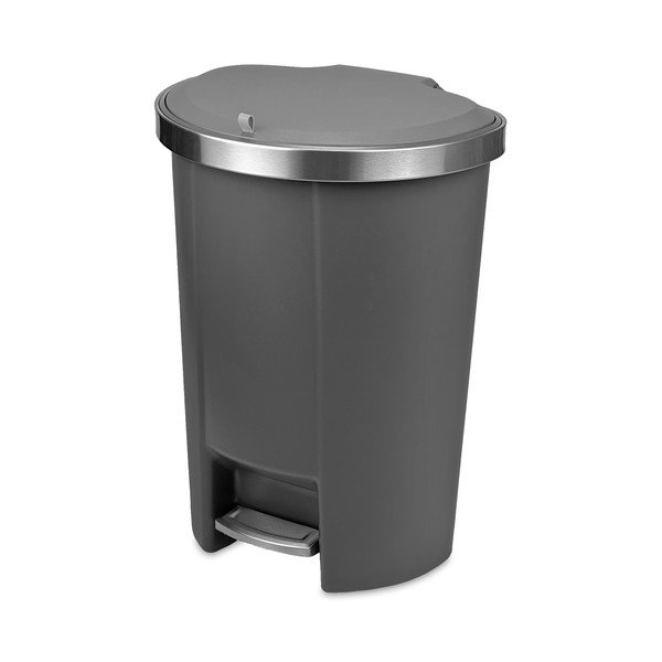 Siv plastičen koš za smeti s pedalom 50 l – Addis