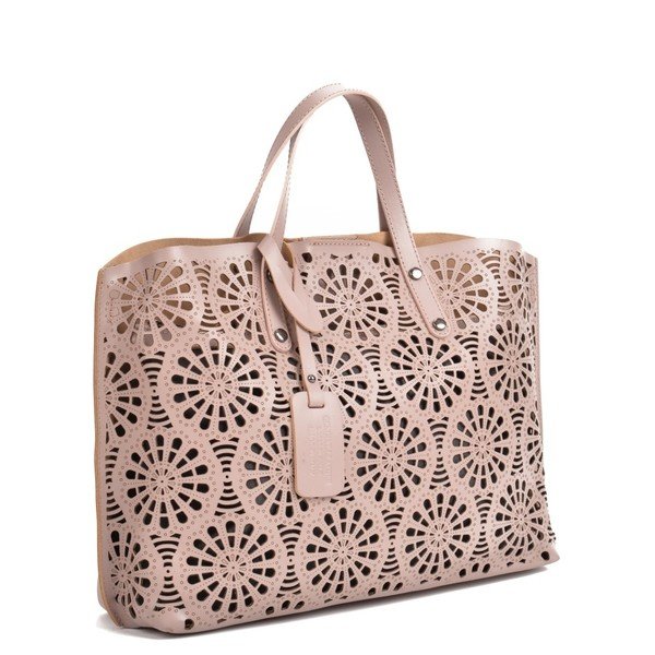 Roza in bež usnjena torbica Mangotti Torbe Lulia-image-4