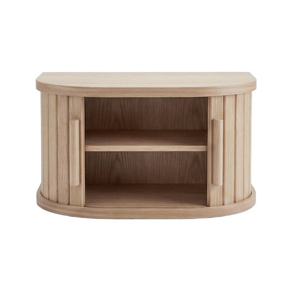 Stenska nočna omarica s policami v hrastovem dekorju v svetli naravni barvi Meta – Unique Furniture-image-2