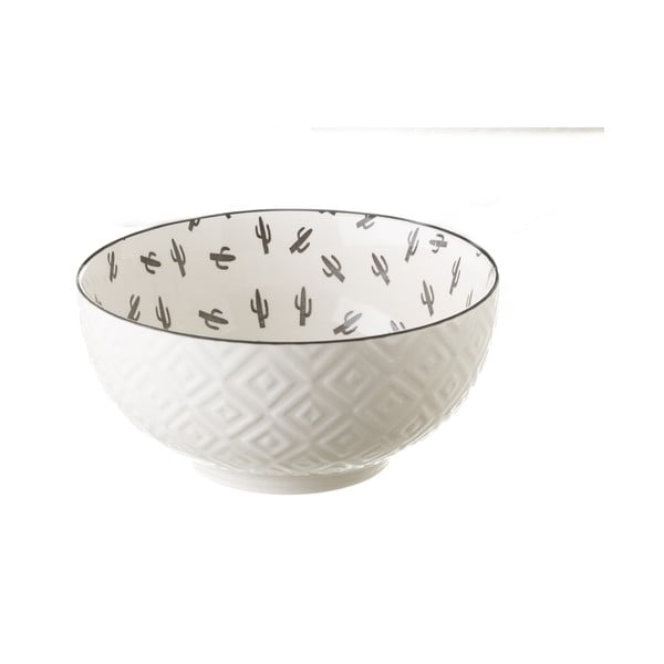 Sivo-bela porcelanska skleda Unimasa Mini Cactus, ø 14,9 cm