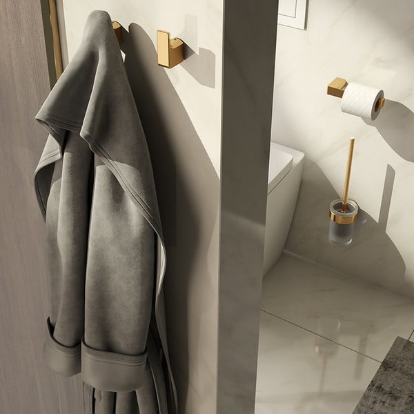 Kovinsko stensko držalo za toaletni papir v zlati barvi Gedy Pirenei – Sapho-image-2