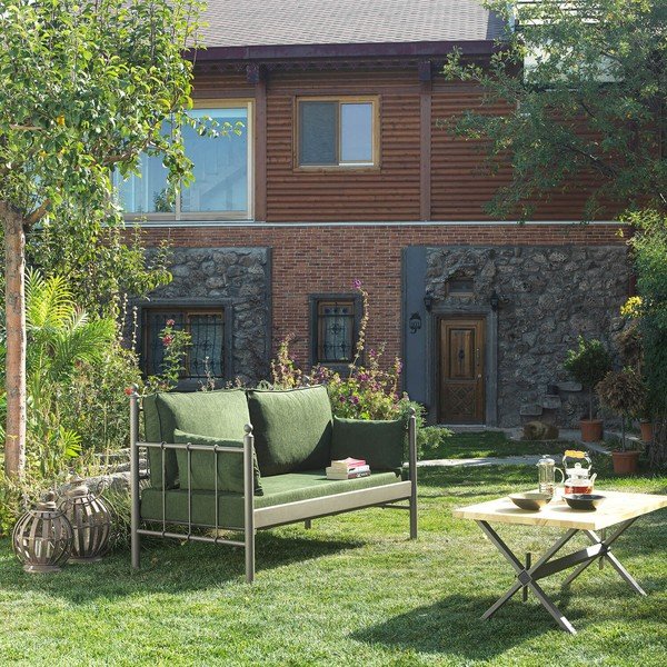 Zelen kovinski vrtni kavč Lalas – Floriane Garden-image-1