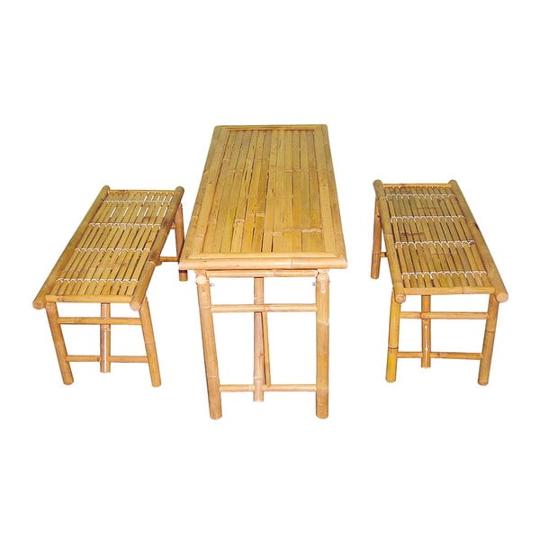 Komplet mize in 2 klopi Leitmotiv iz bambusa