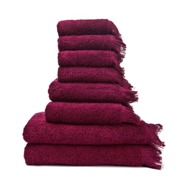 Komplet 6 rdečih brisač in 2 brisači iz 100-odstotnega bombaža Bonami Selection