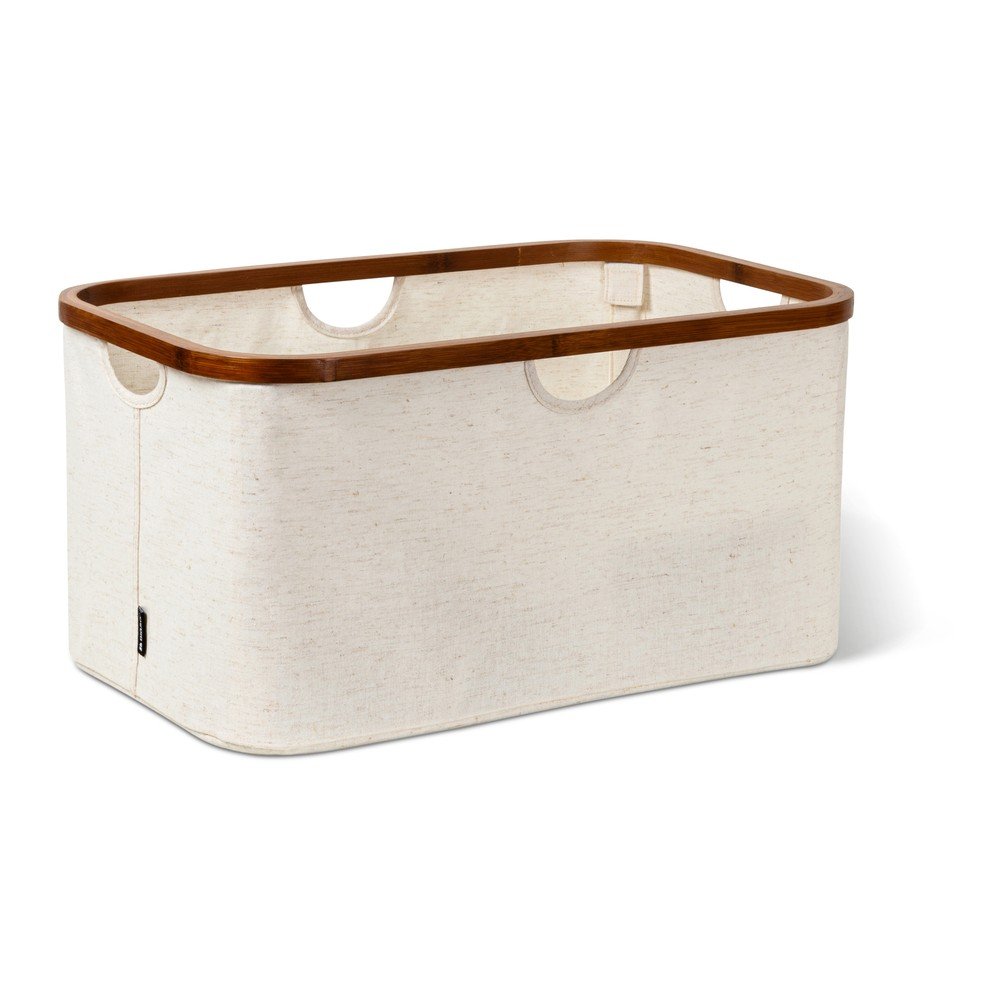 Kremno bel tekstilni zložljiv koš za perilo Bamboo/Linen