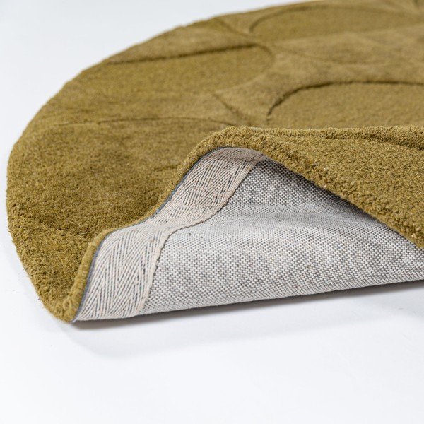 Temno zelena ročno tkana volnena okrogla preproga ø 160 cm Gigi – Flair Rugs-image-2
