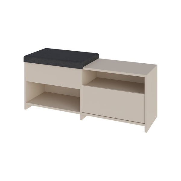 Kremno bela omarica za čevlje s klopjo Romi – Marckeric