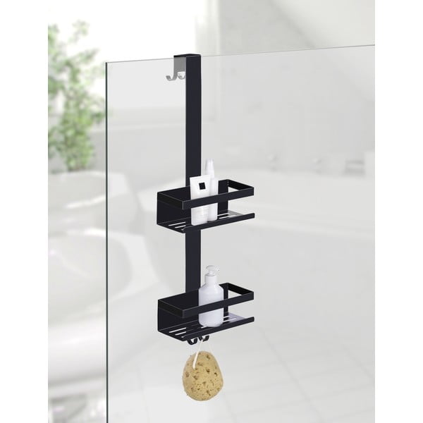 Črna viseča kopalniška polica iz nerjavečega jekla Bribano – Wenko-image-1