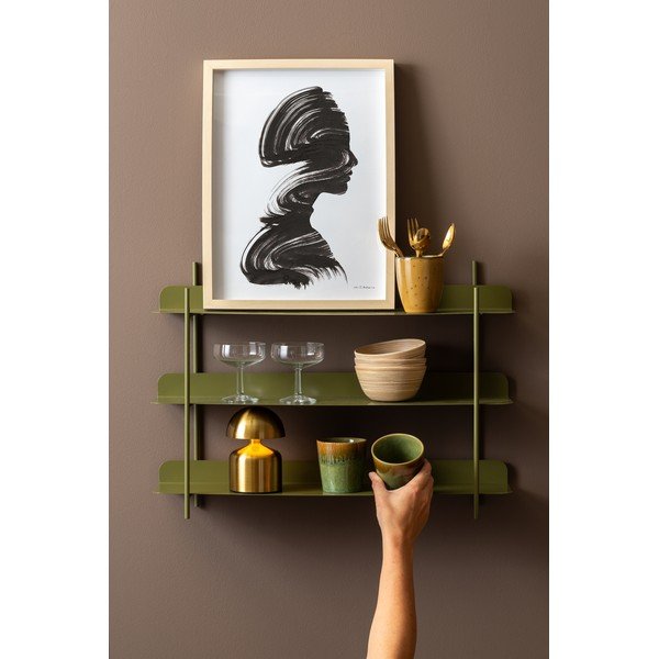 Zelena večnivojska kovinska polica 60 cm Riqueza Tres – PT LIVING-image-1