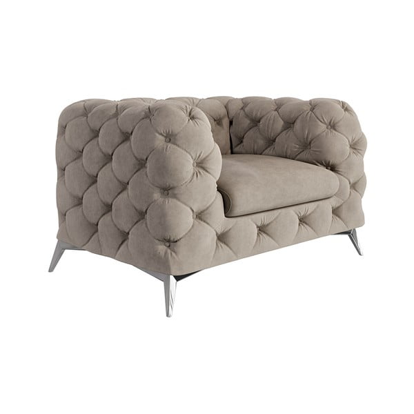 Sivo-bež žameten fotelj Chelsea – Ropez