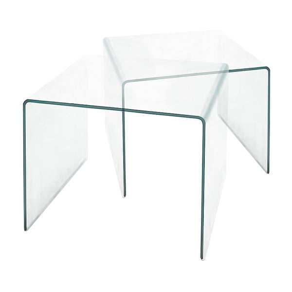 Komplet 2 stranskih mizic iz sijajnega stekla