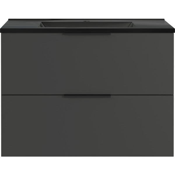 Črno-antracitno siva stenska omarica z umivalnikom 81x61 cm Crandon – Germania