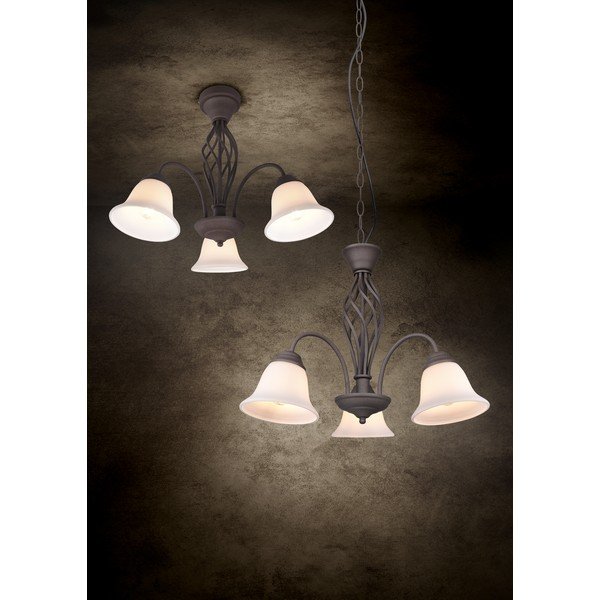 Temno rjava stropna svetilka s steklenim senčilom Rustica – Trio-image-3