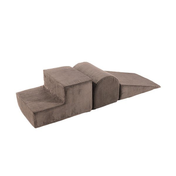 Rjavo otroško igrišče iz pene 3 ks iz rebrastega žameta višina 30 cm 45x143 cm – Meowbaby