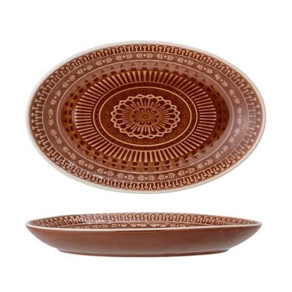 Rjavo-rdeč servirni krožnik Bloomingville Rani, 22,5 x 14 cm-image-3