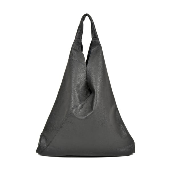 Črna usnjena nakupovalna torba Anna Luchini