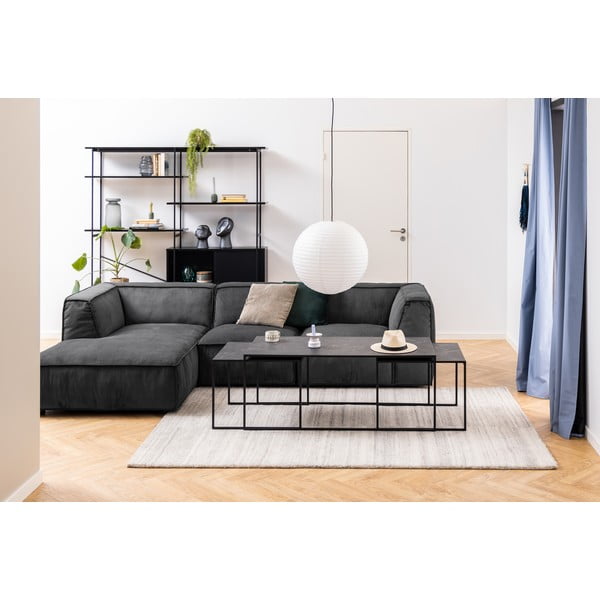 Mat črne mizice v kompletu 3 ks z mizno ploščo v marmornem dekorju 60x120 cm Infinity – Actona-image-1