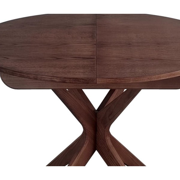 Okrogla raztegljiva jedilna miza z dodatno ploščo v orehovem dekorju ø 90 cm Jubi – Ragaba-image-2