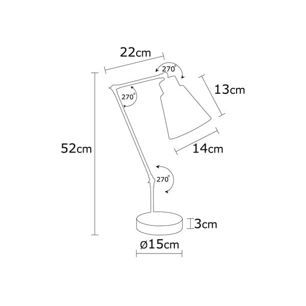 Rumena/v naravni barvi namizna svetilka s kovinskim senčilom (višina 52 cm) Manavgat – Opviq lights-image-3