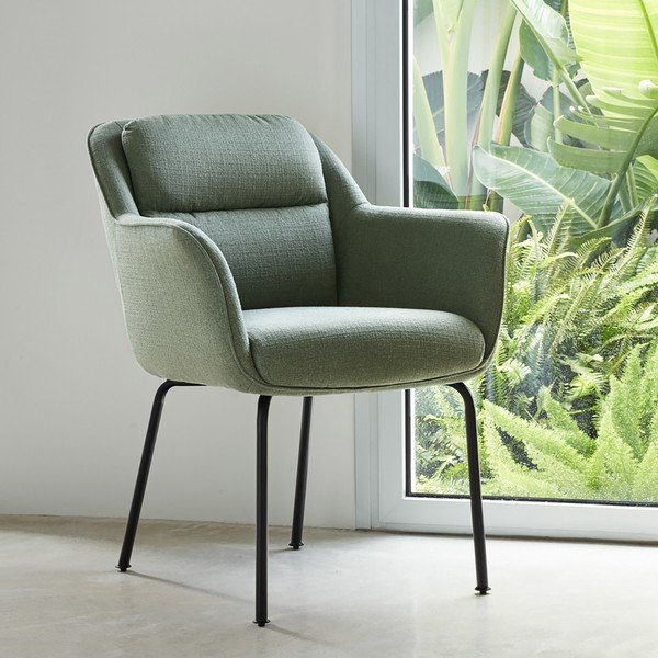 Zelen oblazinjen jedilni stol z nasloni za roke Sadira – Teulat-image-1