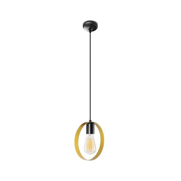 Črna kovinska viseča svetilka v zlati barvi Opviq lights Simeon-image-2