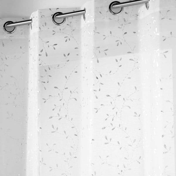  Prosojna zavesa iz tančice v beli in srebrni barvi 140x240 cm Floressia – douceur d'intérieur-image-1