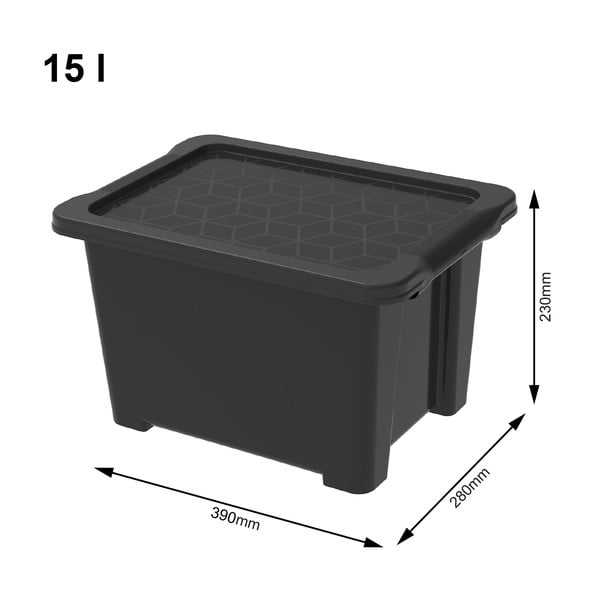 Črna plastična škatla za shranjevanje s pokrovom Evo Easy - Rotho-image-1