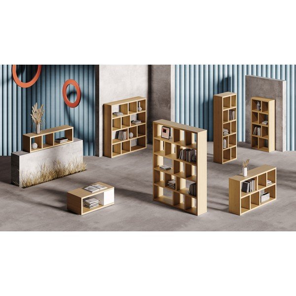 Regal v hrastovem dekorju v naravni barvi 150x83 cm Berlin – TemaHome-image-1