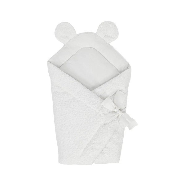 Bela odeja za povijanje dojenčka iz tkanine bouclé 35x65 cm – Meowbaby
