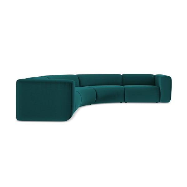 Turkizna žametna kotna sedežna garnitura Ekahi – Makamii-image-2