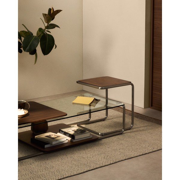 Stranska mizica v orehovem dekorju 42x42 cm Tarsel – Kave Home-image-1