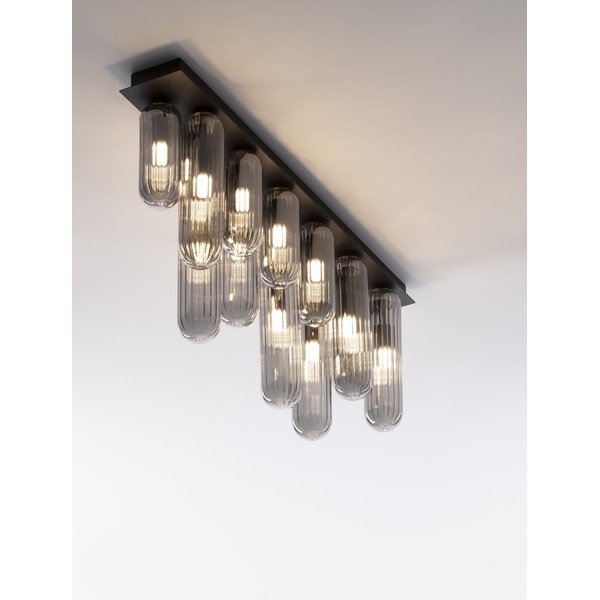 Siva steklena stropna svetilka s steklenim senčilom 10x72 cm Gustave – Nova Luce-image-3