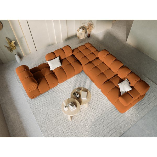 Oranžen žameten otoman Bellis – Micadoni Home-image-1