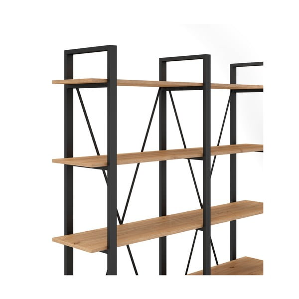 Črn/naravni regal v hrastovem dekorju 150x180 cm Aviva – Marckeric-image-4