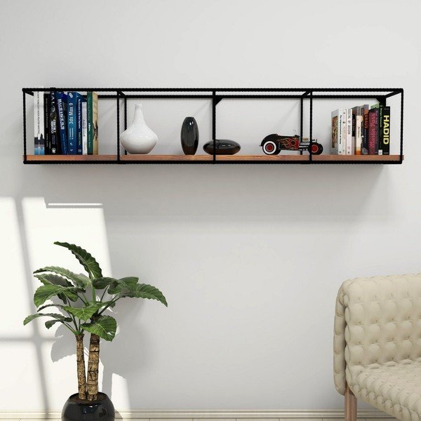 Stenska polica z desko iz temnega oreha Miray, dolžina 120 cm-image-4